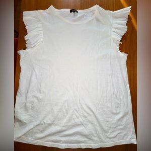 Massimo Dutti White Cotton Ruffle Sleeve Tank Top, size S